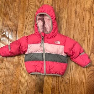 The North Face Baby Pink and Gray Puffer Jacket-3-6M